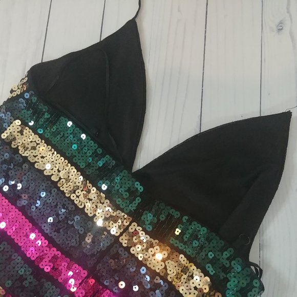 damage EXPRESS RAINBOW SEQUIN JUMPSUIT GAY PRIDE - Picture 6 of 6